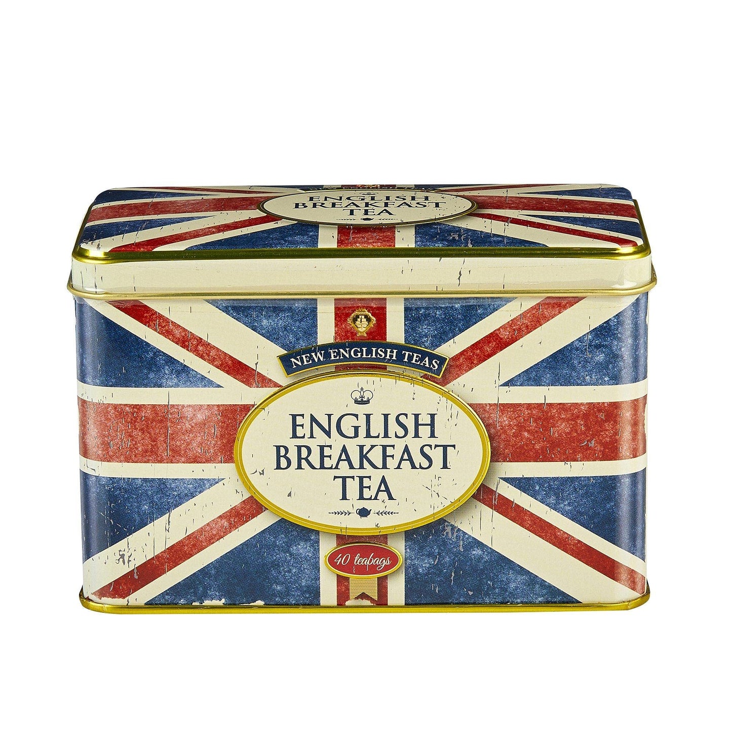 New English Teas Union Jack Tea Tin With 40 English Breakfast Teabags, British Souvenir
