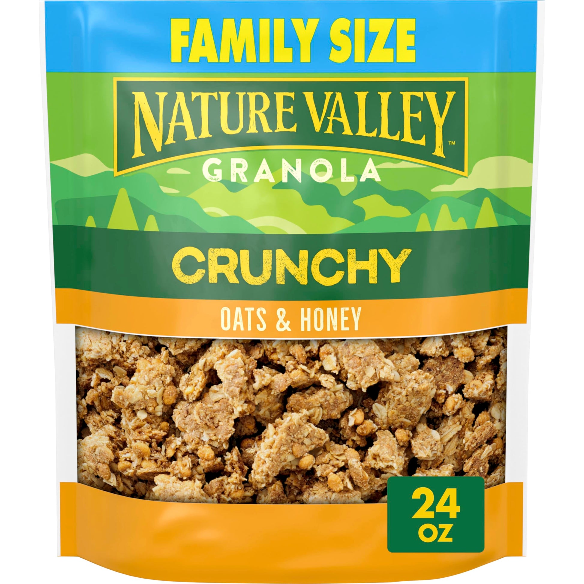 Nature Valley Crunchy Granola, Oats and Honey, Resealable Snack Pouch, Family Size, 24 oz