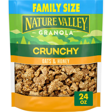 Nature Valley Crunchy Granola, Oats and Honey, Resealable Snack Pouch, Family Size, 24 oz
