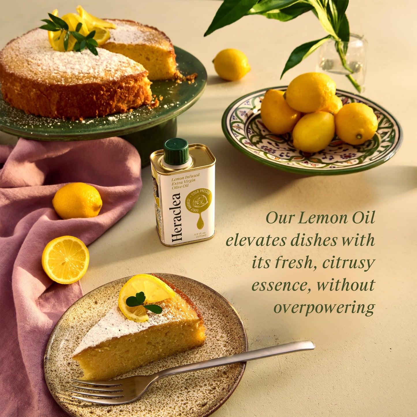 Heraclea Lemon Infused Extra Virgin Olive Oil, Organic Olive Oil, Extra Virgin, Cold Pressed, Polyphenol Rich EVOO, 5.9oz Bottle
