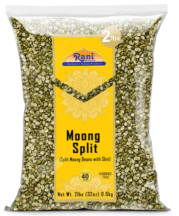 Rani Moong Split (Split Mung Beans With Skin) Lentils Indian 32Oz (2Lbs) 908G ~ All Natural | Gluten Friendly | Non-Gmo | Vegan | Indian Origin