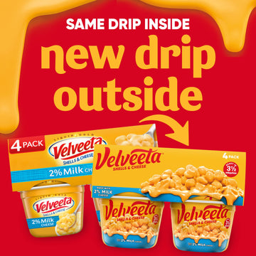 Velveeta Shells & Cheese Microwaveable Shell Pasta With 2% Milk Cheese, 4 Ct Pack, 2.19 Oz Cups