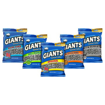 GIANTS Sunflower Seeds Variety Pack - Flavored Sunflower Seeds to Eat, Sunflower Seeds Bulk, Dill Pickle, Bacon Ranch, Salt & Pe