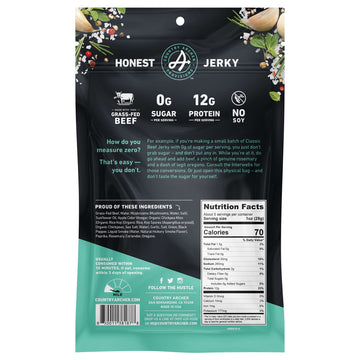 Zero Sugar Classic Beef Jerky by Country Archer, 100% Grass-Fed, Sugar Free, Gluten Free, Protein Snacks, 5.3 Ounce, 2 Pack