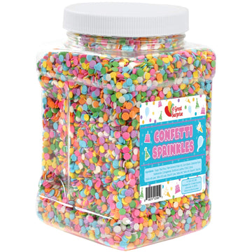 Rainbow Pastel Confetti Sprinkles - 1.7 Pounds - Birthday Pastel Quins - Flat Round Sprinkles - Pastel Candy Quins For Ice Cream, Cookies, Cupcakes, Cake Decorating