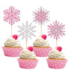 24 PCS Glitter Snowflake Cupcake Toppers Winter Frozen Theme Cupcake Picks Winter Wonderland Cake Decorations for Snowflake Them