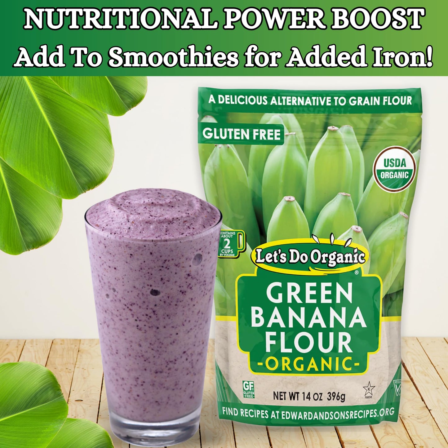 Let's Do Organic Green Banana Flour, 14 Oz - Gluten Free, Non-GMO, Versatile Grain Replacement, Rich in Resistant Starch