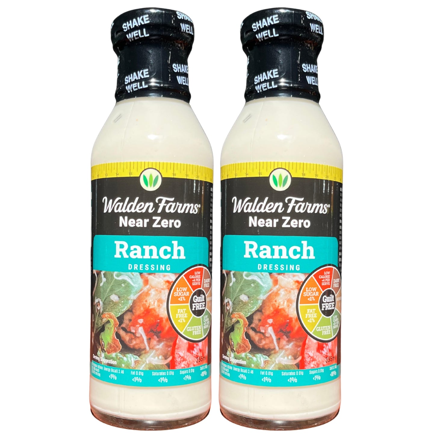 Walden Farms Low Calorie Ranch Dressing Delicious Salad Dressing - 0G Net Carbs Condiment Fat Free Kosher Certified Great On Salads Wings Burgers Sandwiches Tacos Pizza Veggies And Many More