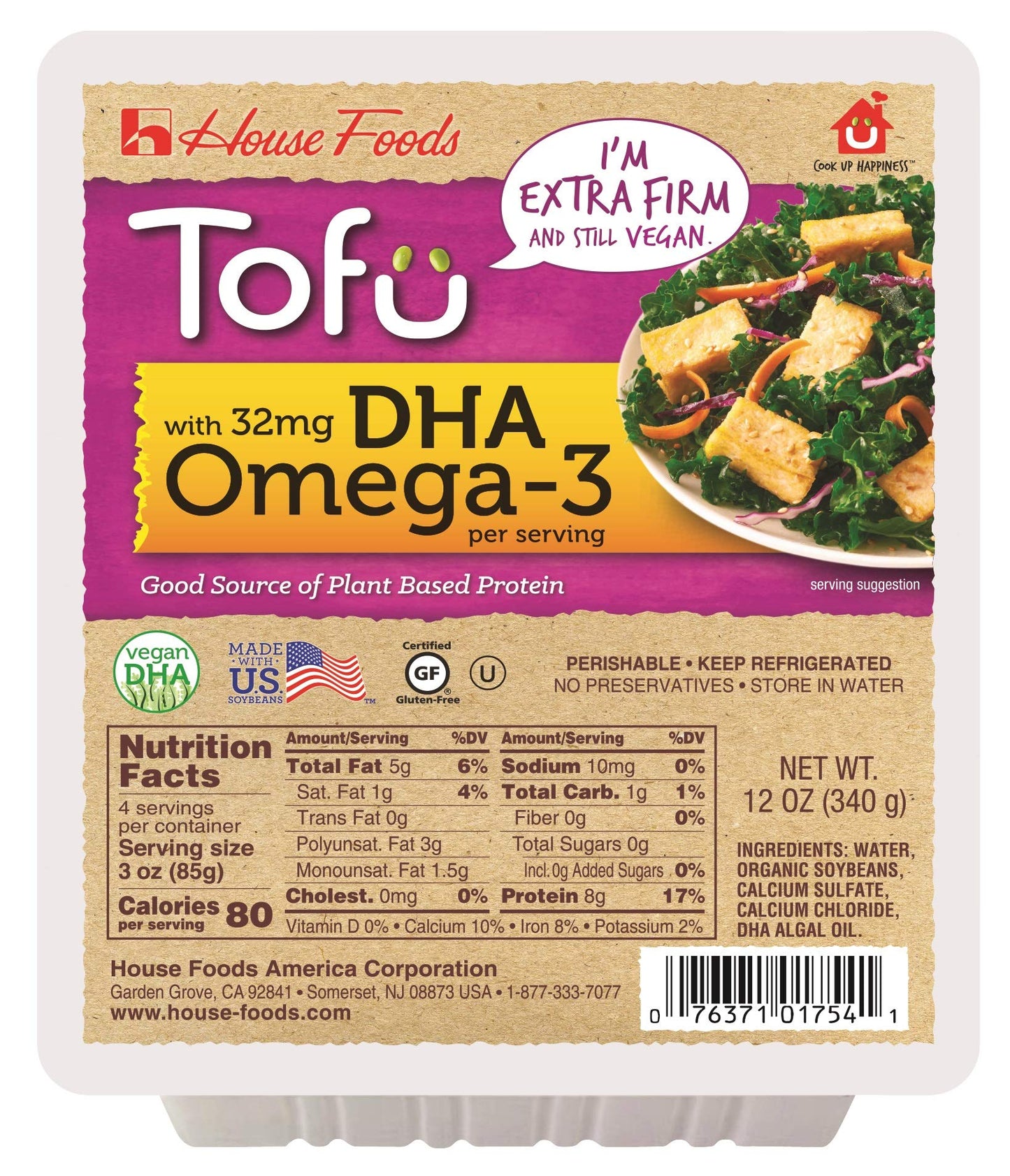 House Foods, Tofu With Dha Omega-3 Extra Firm, 12 Oz