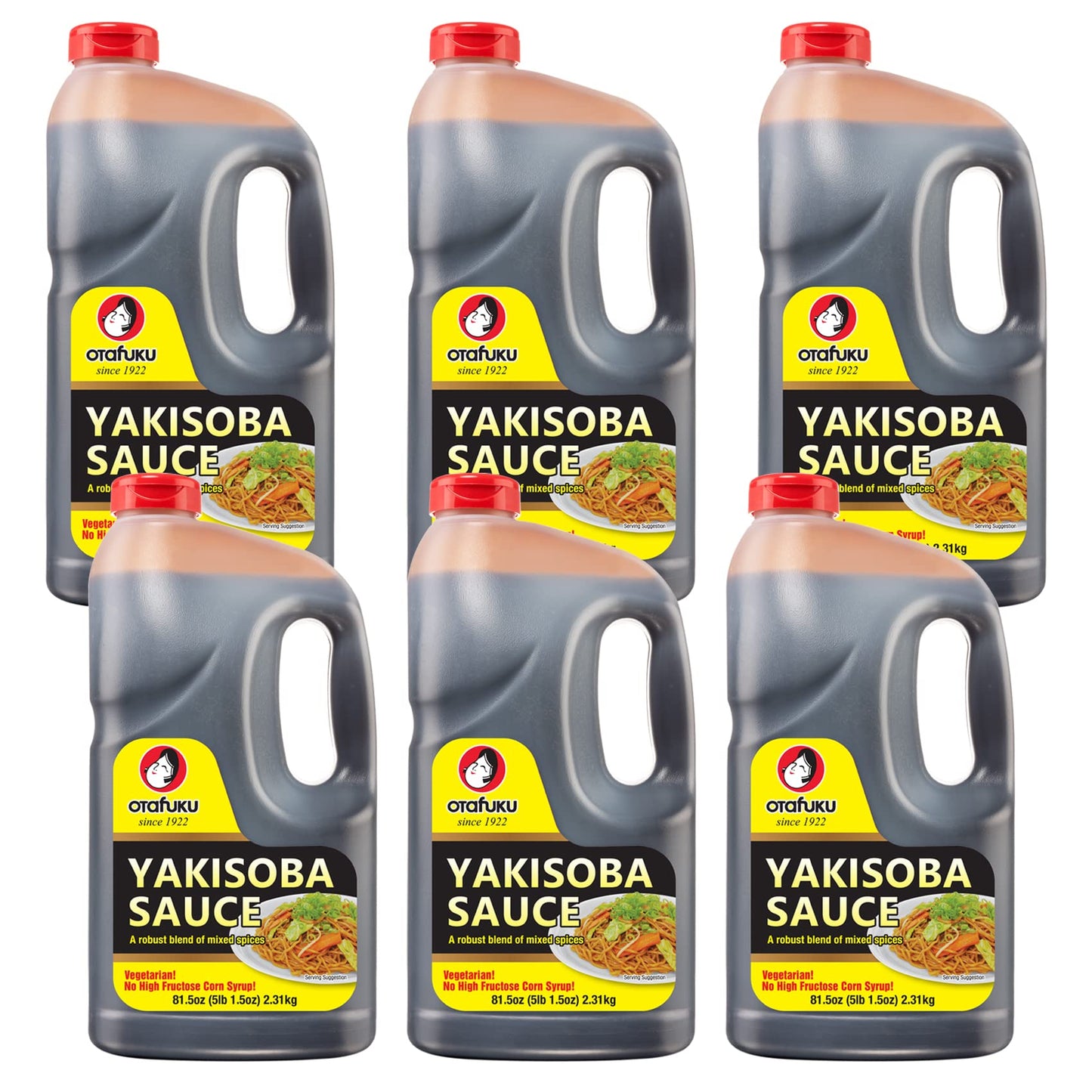 Otafuku Yakisoba Sauce for Japanese Stir Fry Noodles, Restaurant Bulk Size 1/2 Gallon (6 Pack)