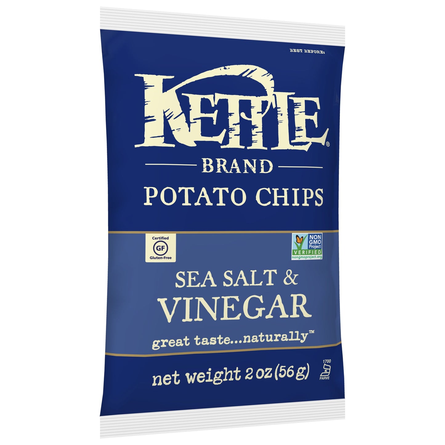 Kettle Brand Potato Chips, Sea Salt & Vinegar Bags, 2 Ounce (Pack Of 24)