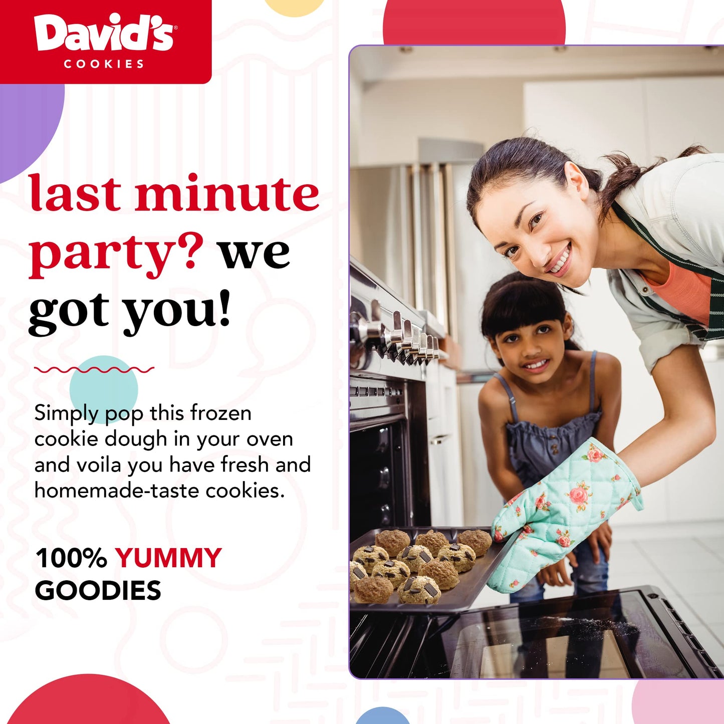 David's Cookies Preformed Frozen Cookie Dough - Chocolate Chunk & Snickerdoodle - 96 count