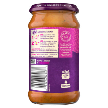 Pataks Butter Chicken Simmer Sauce With Tomato, Cream & Spices, No Artificial Flavors, Gluten-Free, Vegetarian, 15 Ounce (Pack Of 3)