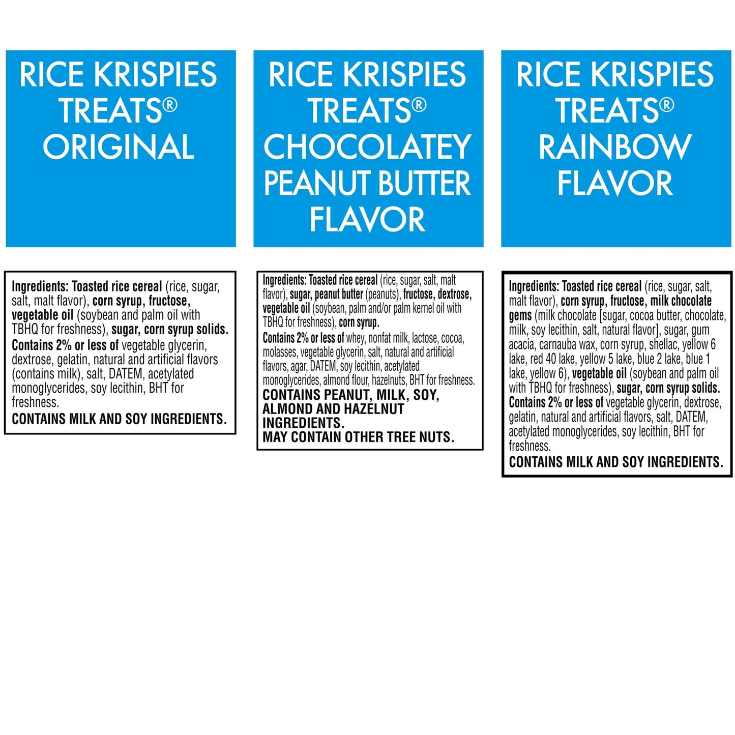 Rice Krispies Treats Crispy Marshmallow and Rice Squares, Lunch Snacks, Kids Snacks, Variety Pack (3 Boxes, 23 Bars)
