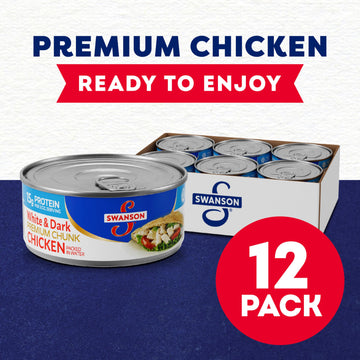Swanson White And Dark Premium Chunk Canned Chicken Breast In Water, Fully Cooked Chicken, 9.75 Oz Can (Case Of 12)