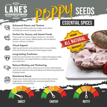 Lane'S Black Poppy Seeds, All-Natural Poppy Seeds For Baking & Cooking, Add Flavor To Bread, Cakes, Muffins & Pastries, Made In