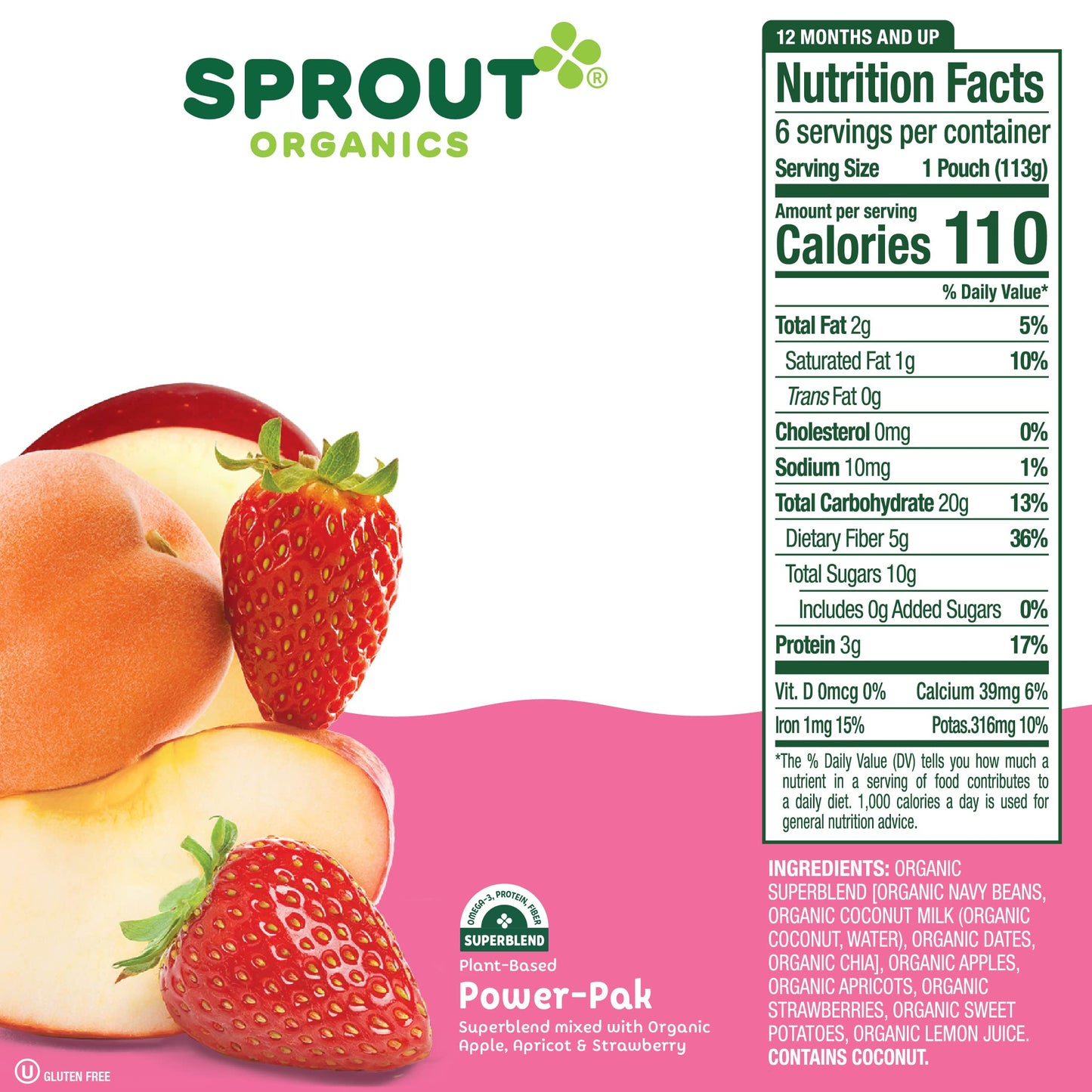 Sprout Organic Baby Food, Stage 4 Toddler Pouches, Apple Apricot & Strawberry Power Pak, 4 Oz, Pack Of 12