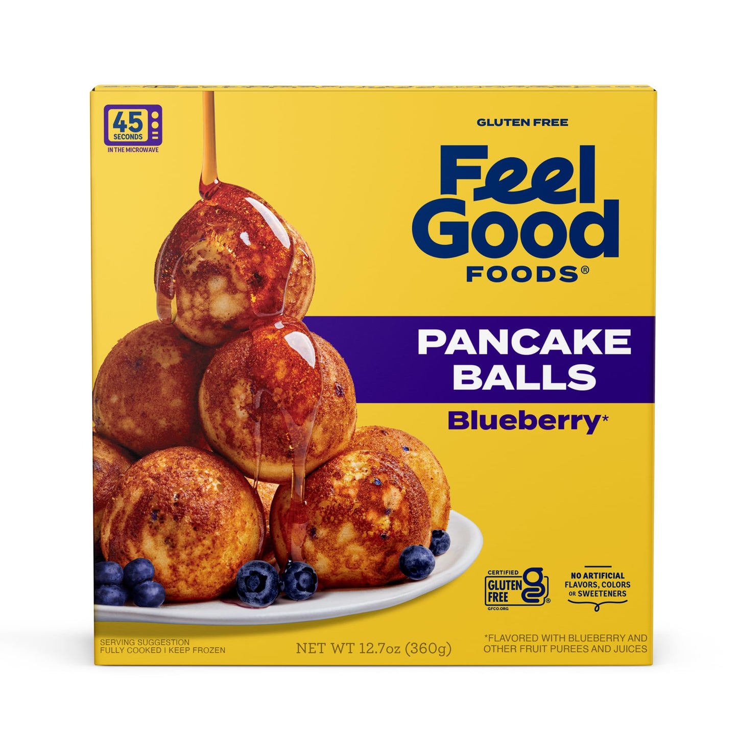 Feel Good Foods Gluten Free Blueberry Pancake Balls | Frozen Breakfast Snacks | 12.7 oz