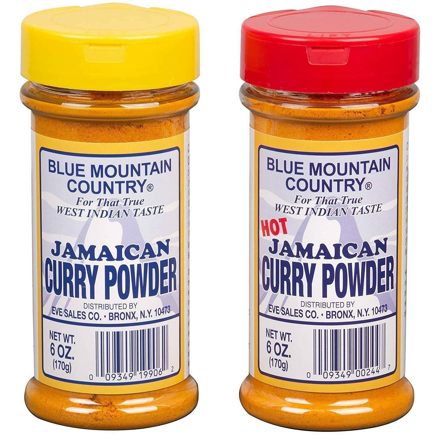 Blue Mountain Country Jamaican Curry Powder & Hot Jamaican Curry Powder Duo Pack - 6 Oz | Authentic West Indian Spices For Meat Seafood Vegetables & More
