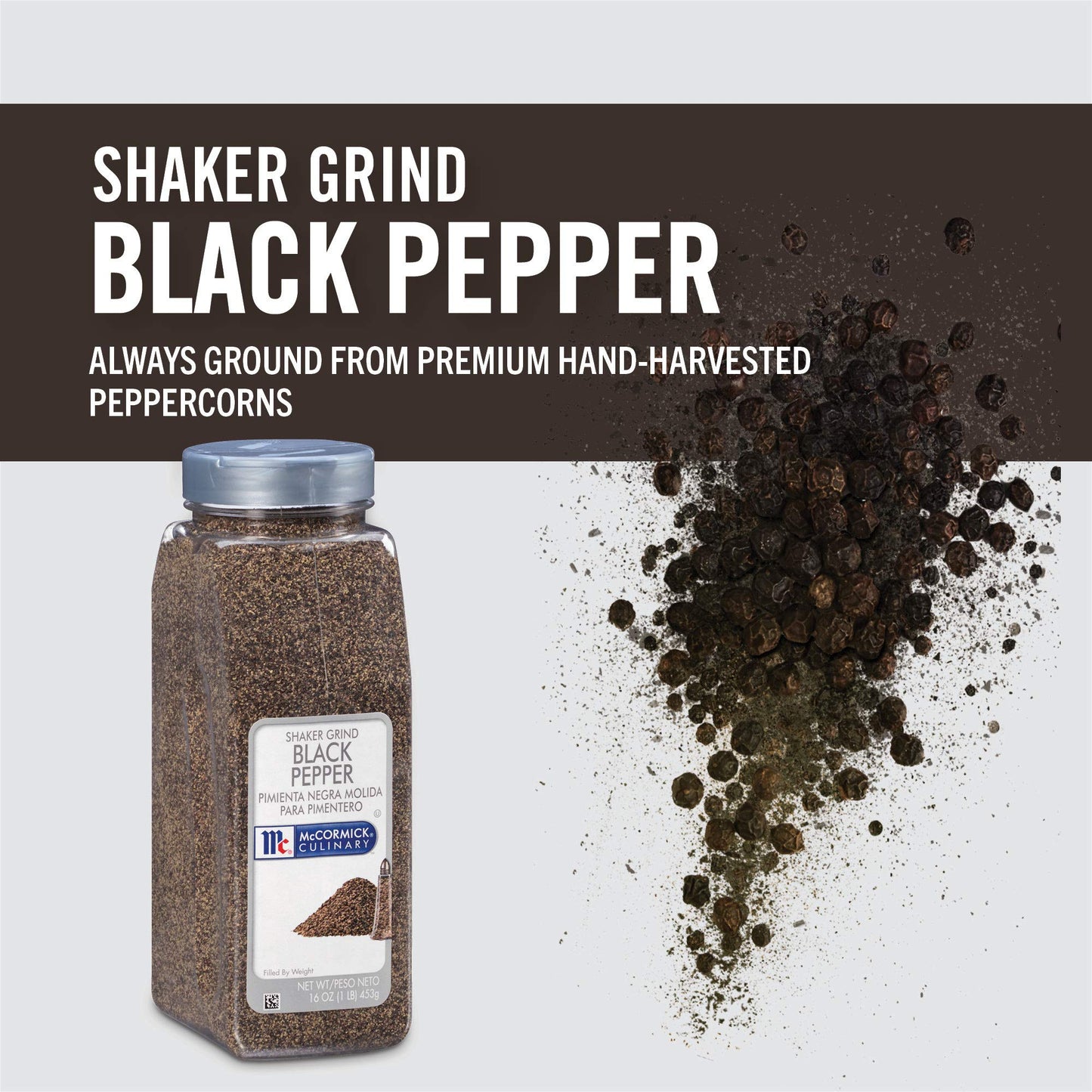 Mccormick Culinary Shaker Grind Black Pepper, 16 Oz - One 16 Ounce Container Of Shaker Grind Black Pepper For Hot, Piney Flavors For Grilling And Cooking At Home