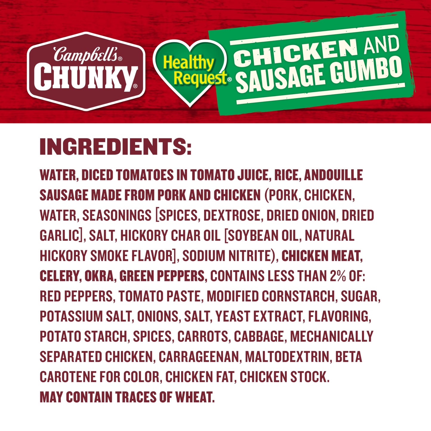 Campbell'S Chunky Soup, Healthy Request Chicken And Sausage Gumbo, 18.8 Oz Can (Case Of 12)