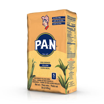 P.A.N. Yellow Corn Meal - Pre-Cooked Gluten Free And Kosher Flour For Arepas, 2.27 Kg (5 Lb) (Pack Of 4)