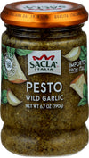 SACLA Wild Garlic Pesto Sauce | Basil & Wild Garlic Italian Pesto with Parmigiano Reggiano & Pecorino Romano Cheeses | 6.7 oz Gl