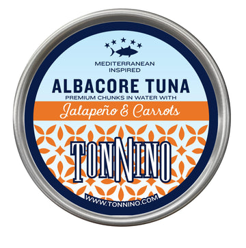 Tonnino Tuna Fish Albacore - Premium chunk in water with Jalapeo & Carrots - Pack of 12 - Alternative to Salmon - Protein Snacks