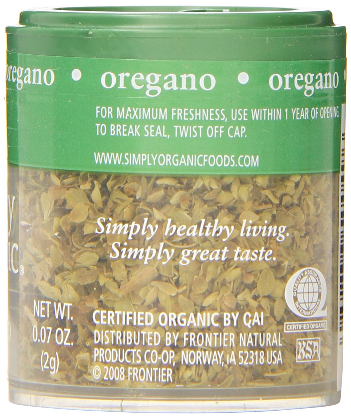 Simply Organic Oregano Leaf, Cut & Sifted, Certified Organic | 0.07 oz | Pack of 6 | Origanum onites