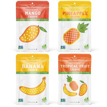 Nature'S Turn Freeze-Dried Fruit Snacks, Mixed Tropical (Mango, Pineapple, Banana) Fruit Crisps, Pack Of 4 (1.2 Oz Each)