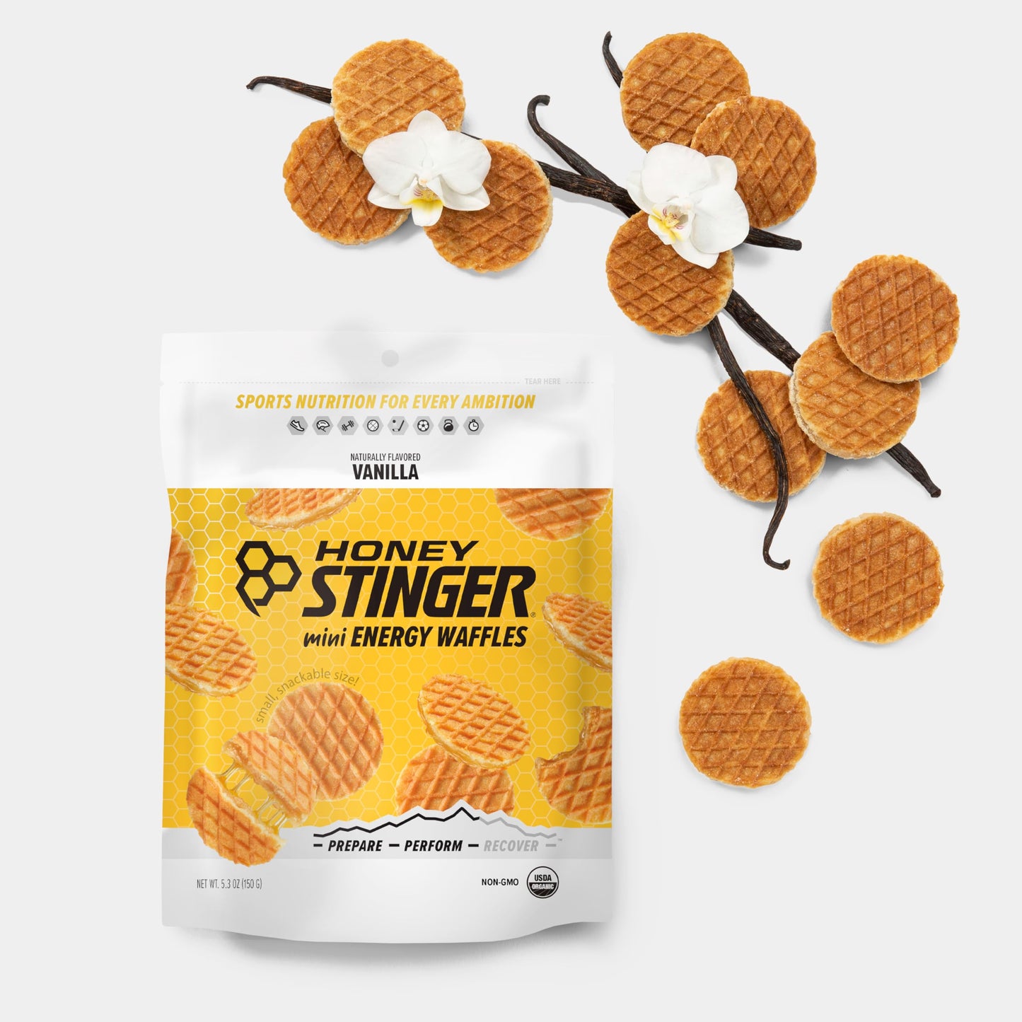 Honey Stinger Organic Mini Vanilla Waffles | Energy Stroopwafel for Exercise, Endurance and Performance | Sports Nutrition for H