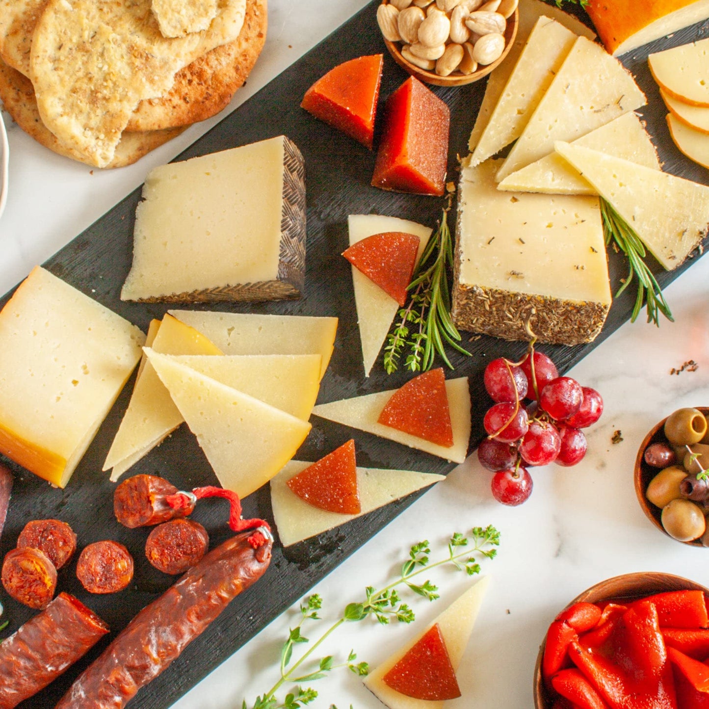 Spanish Fiesta Premier Gourmet Gift Basket (5.6 Lbs Of Deliciousness) - Includes A Gourmet Spanish Cheese Assortment Ham Spanish Chorizo Spanish Olives Gourmet Chocolates And Scomfort SupportS Finest