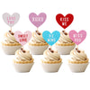 24 Pcs Valentine'S Day Heart Cupcake Toppers Glitter Double Layers Xoxo Sweet Love Be Mine Kiss Me Miss You Cupcake Picks Decora