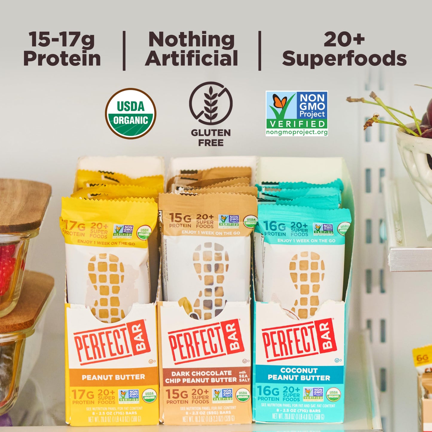 Perfect Bar Original Refrigerated Protein Bar, Peanut Butter Lovers Variety Bundle, 2.2 - 2.5 Ounce Bar, 8 Count