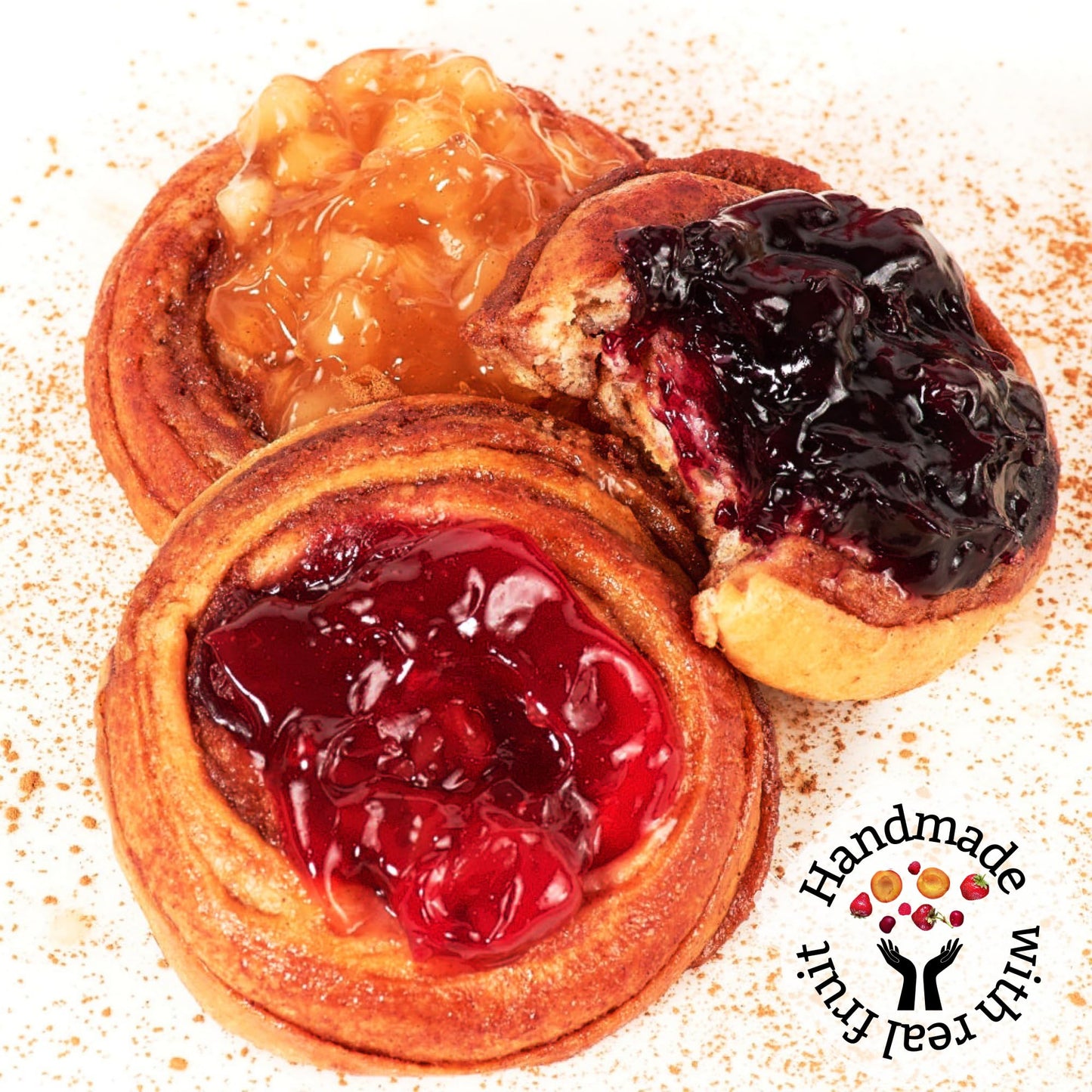 Fruit Danish Pastries | Christmas Holiday Corporate Food Gifts In Gift Box |12 Individually Wrapped Assorted Fruit Filled Cinnam