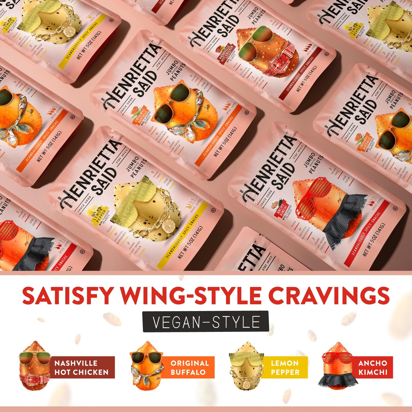 Henrietta Said Wing-Flavored Peanuts - Variety Pack - Truly Good Foods Shelled Snacking Nuts - Bold Flavors - Savory & Spicy - J