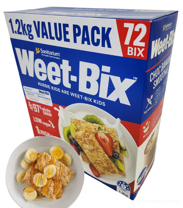 Aussie Made Weet-Bix 97% Wholegrain (1.2kg VALUE PACK 72 BIX) By Sanitarium Health Food Company Australia. Low in Sugar. Goodnes