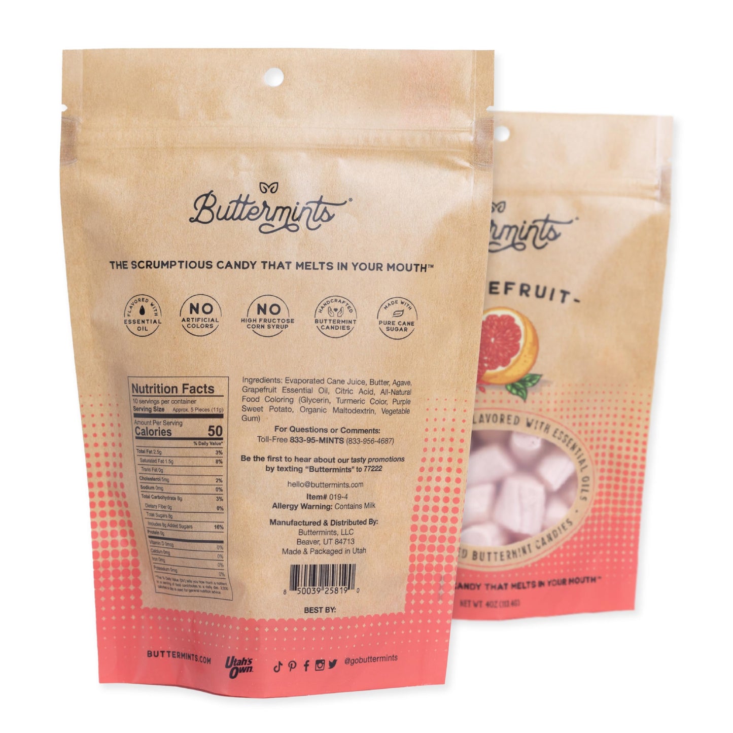 Buttermints Grapefruit, Butter Mints Gluten-Free Candy Soft Butter Taste, Unexpectedly Scrumptious (4 Servings)