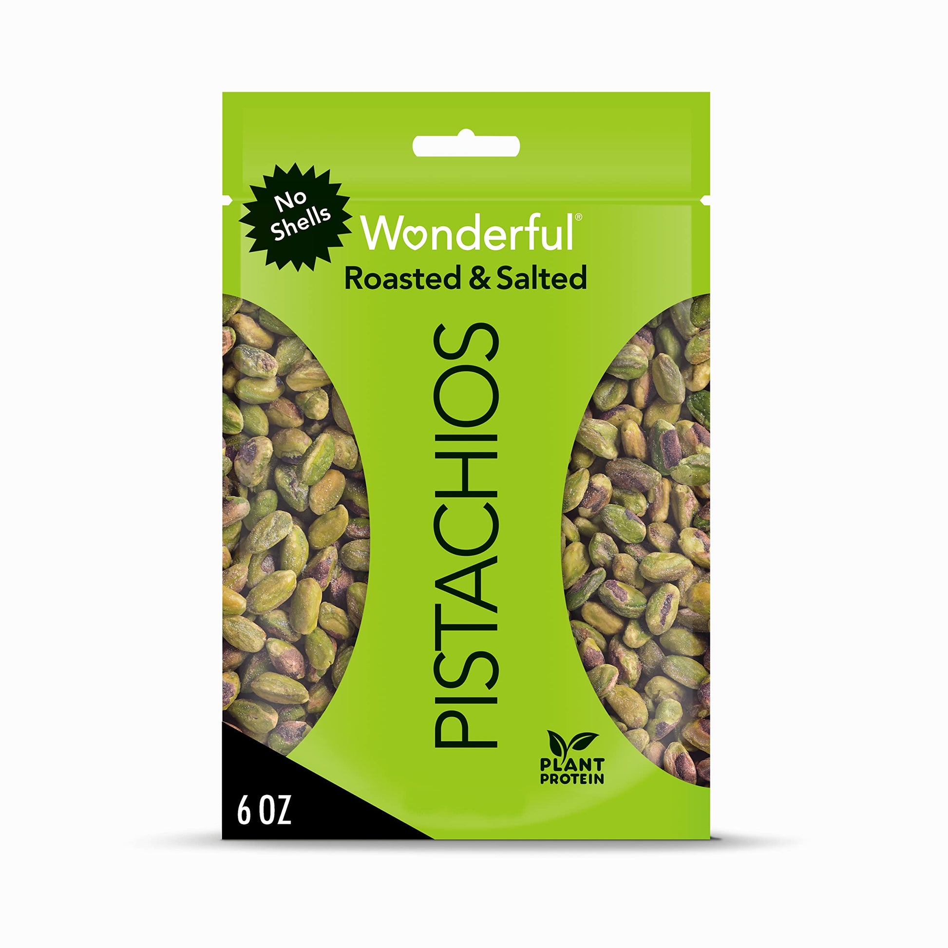 Wonderful Pistachios No Shells, Roasted & Salted Nuts, 6 Ounce Resealable Bag, Protein Snacks, Gluten Free, Healthy Snacks For A