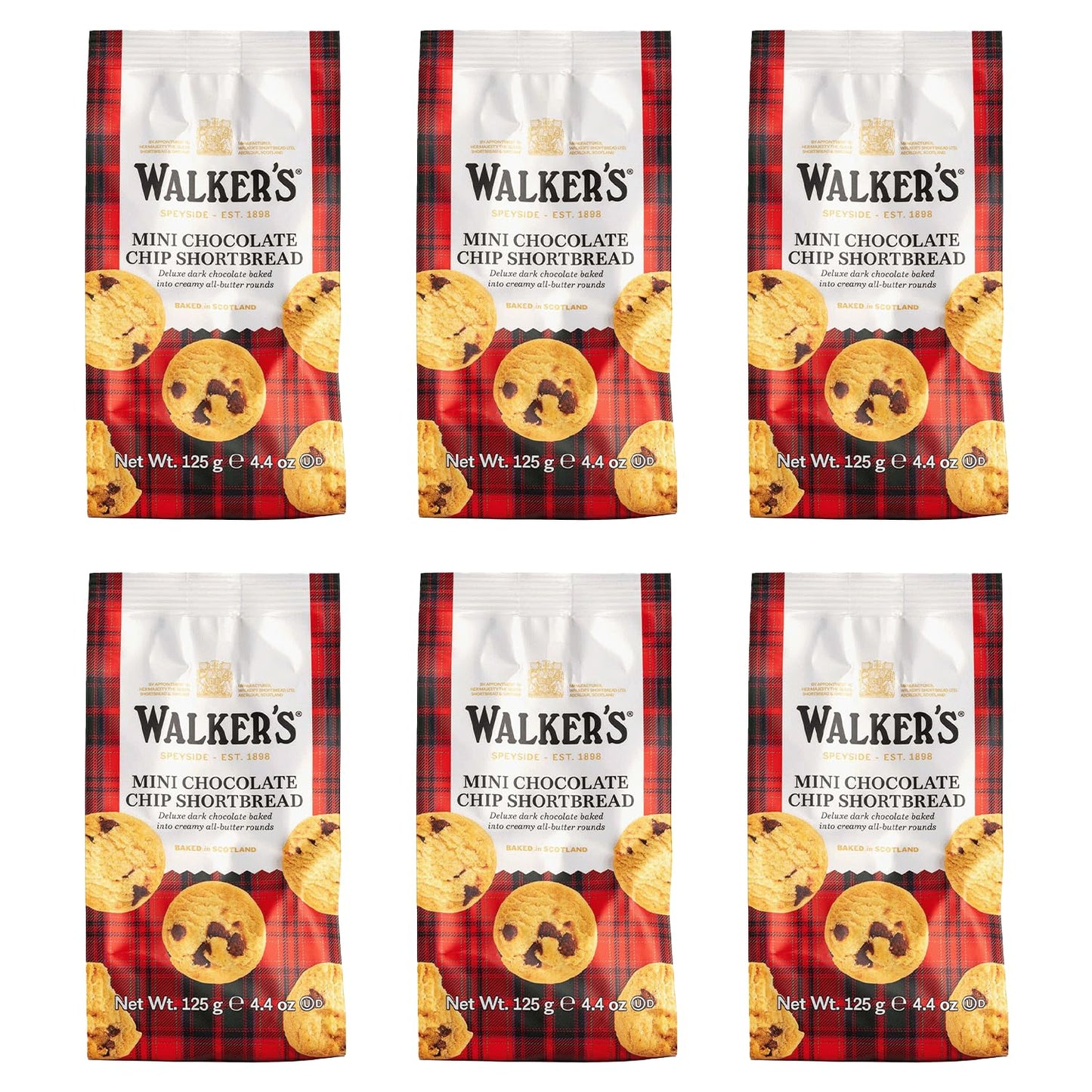 Walker'S Shortbread Mini Chocolate Chip Cookies, Pure Butter Shortbread Cookies, 4.4 Oz (Pack Of 6)