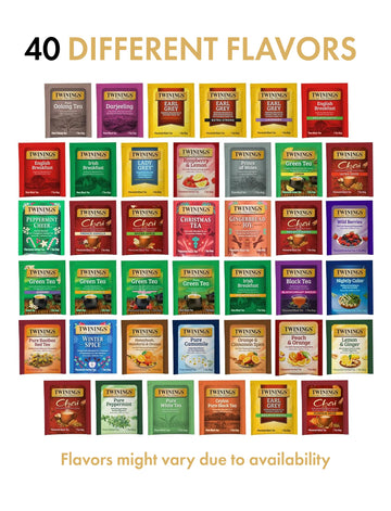 Twinings Tea Bag Sampler Assortment, Variety Pack (40 Count), 40 Unique Flavors For Tea Lovers: Women, Men, Couples, Family, Fri