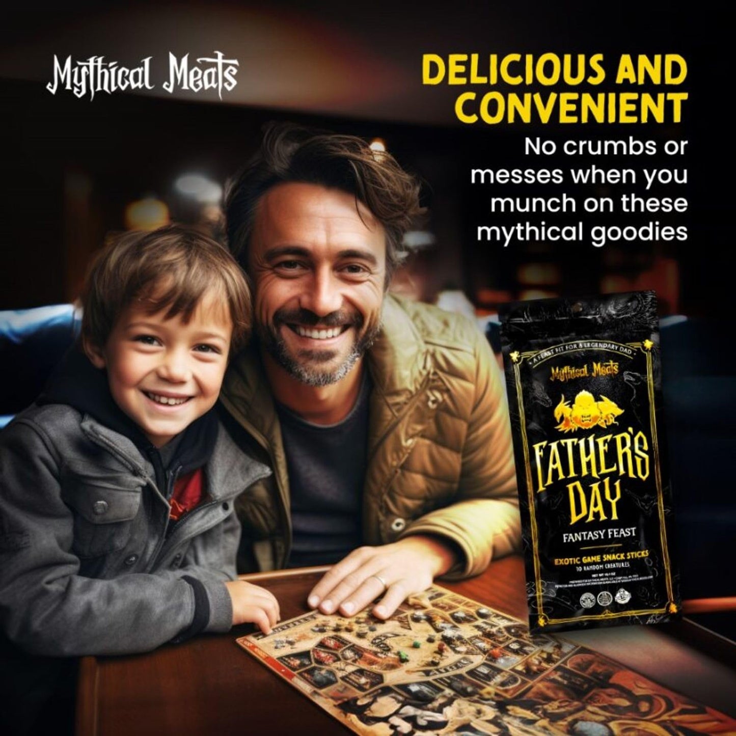 Mythical Meats Fathers Day Fantasy Feast Gift Pack - 10 Random Exotic Game And Beef Snack Sticks - Dried & Dehydrated Meats Seas