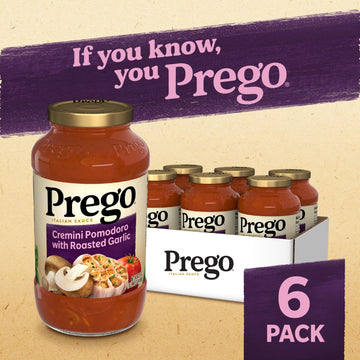 Prego Cremini Pomodoro With Roasted Garlic Pasta Sauce, 23.5 OZ Jar (Pack of 6)