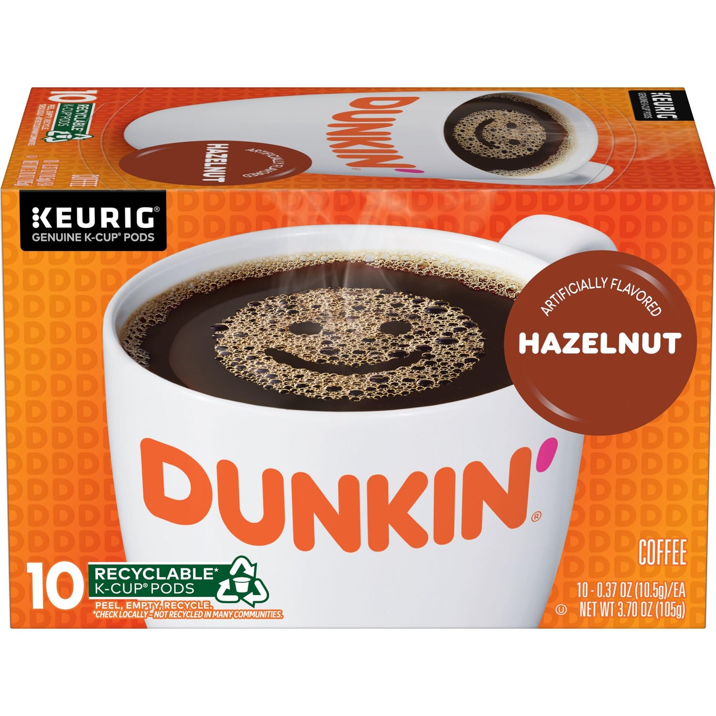 Dunkin' Hazelnut Flavored Coffee, 10 Keurig K-Cup Pods