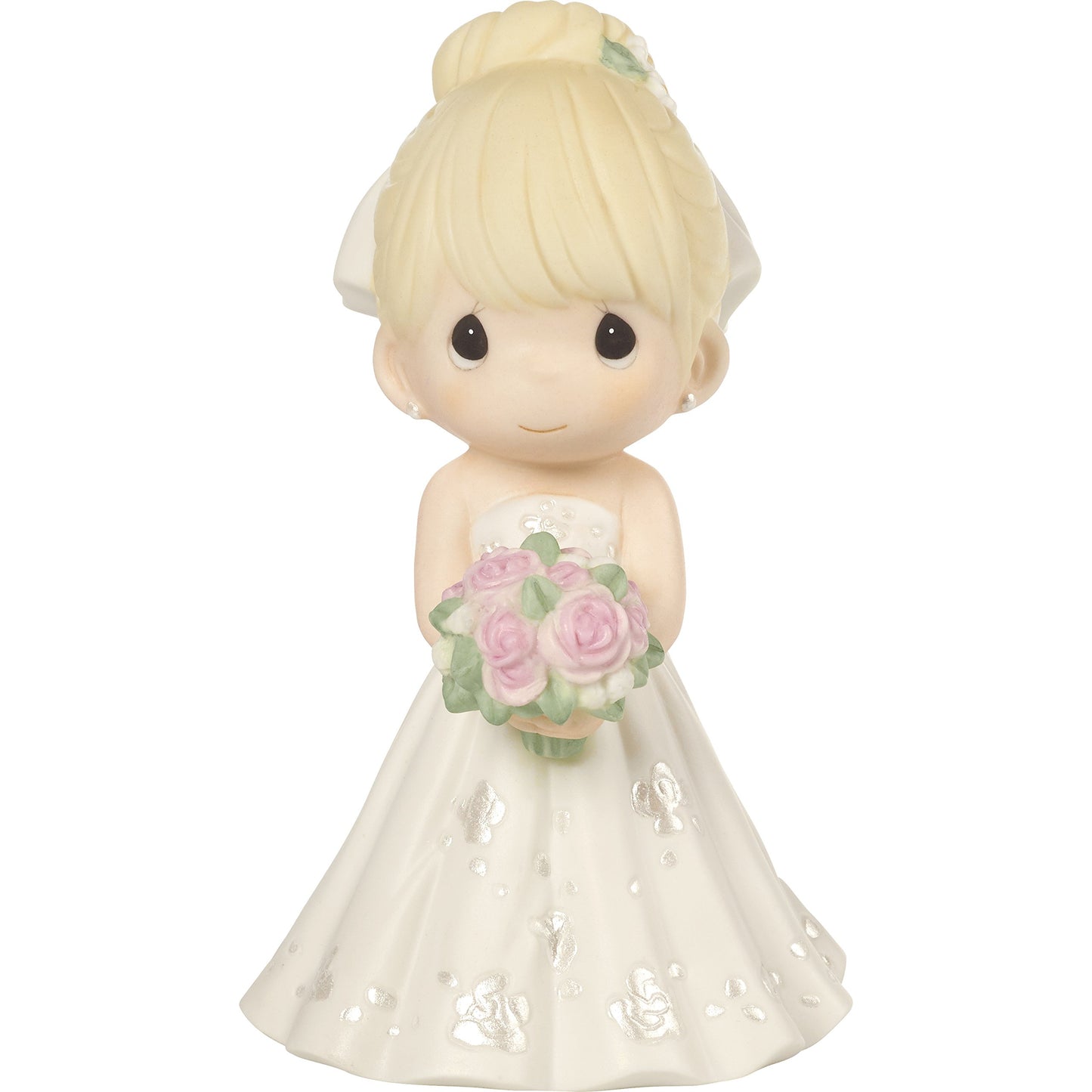 Precious Moments Perfect Couple Bride, Blonde Hair With Light Skin Tone Bisque Porcelain Wedding Figurine & Cake Topper, 172061,