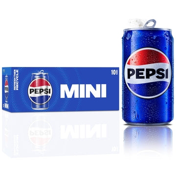 Pepsi Soda, 7.5 Ounce Mini Cans, (10 Pack) (Packaging May Vary)