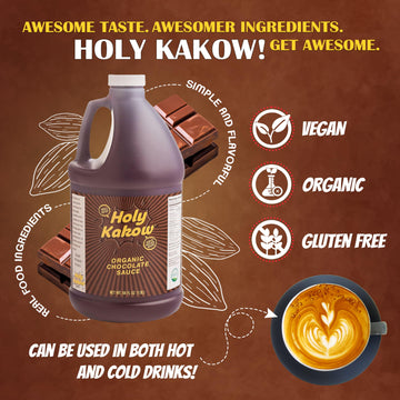 Holy Kakow Organic Chocolate Syrup - Organic Chocolate Sauce, Organic, Add to Mochas, Waffles, & Ice Cream, Made with Colombian