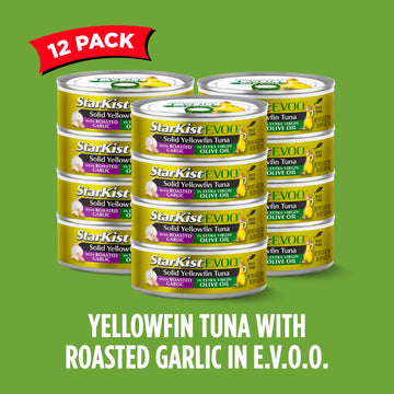 Starkist E.V.O.O. Solid Yellowfin Tuna With Roasted Garlic And Extra Virgin Olive Oil, 4.5 Ounce (Pack Of 12)