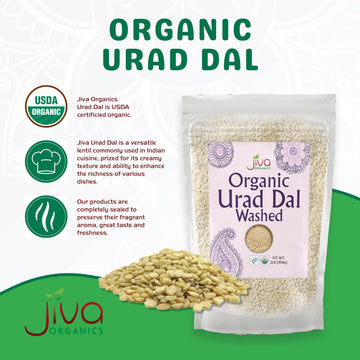 Jiva Usda Organics Urad Dal (Split Matpe Beans) 2 Pound - New Packaging!