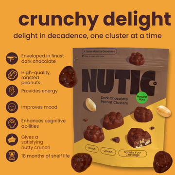 Nutic Dark Chocolate Covered Peanut Clusters - 1Lb, Decadent Snacking & Gift-Ready Treats, Luxurious Chocolate-Covered Peanuts F